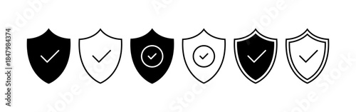 Free Download Security and Verification Shield Checkmark Icons Set. Warranty Support Privacy Symbol Vector Illustration - GFXLoad