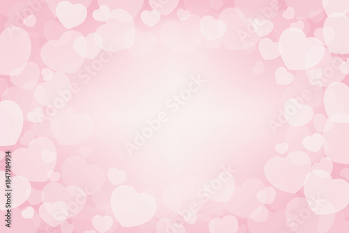 pink gradient background with heart shape bokeh light element valentine love theme banner vector illustration template