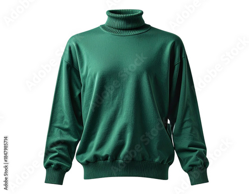 Elegant Drape of a Hanging Cashmere Turtleneck, Angled Side View, isolated on transparent background