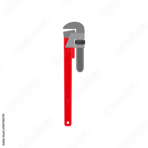 Adjustable pipe wrench flat design vector illustration of mechanical tools isolated on white background. Plumbing, repair, building tools. an essential tool for plumbing, repair, and construction task