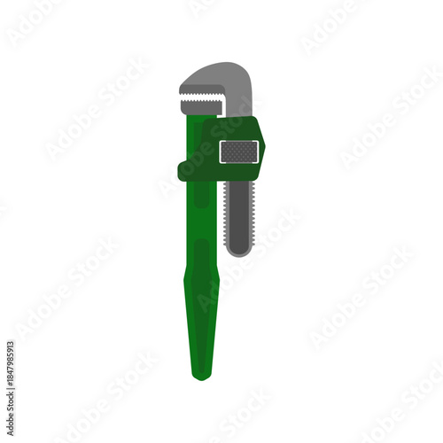Adjustable pipe wrench flat design vector illustration of mechanical tools isolated on white background. Plumbing, repair, building tools. an essential tool for plumbing, repair, and construction task