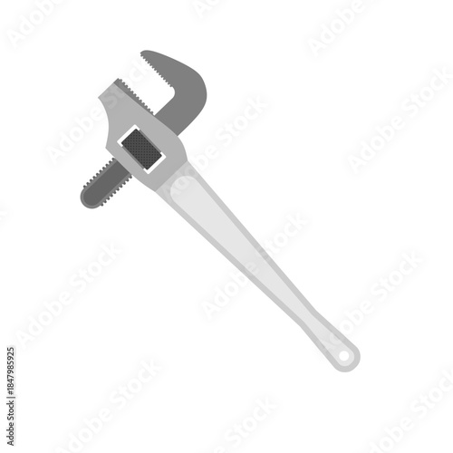 Adjustable pipe wrench flat design vector illustration of mechanical tools isolated on white background. Plumbing, repair, building tools. an essential tool for plumbing, repair, and construction task
