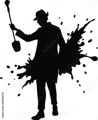 Dancing Girl Silhouette Vector Illustration in Black Style