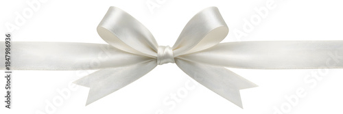 Tableau sur toile Elegant white ribbon bow isolated on transparent background