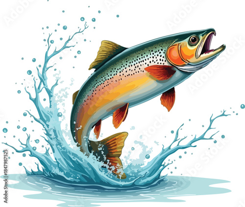 Fish swimming underwater on a fishing hook vector illustration
