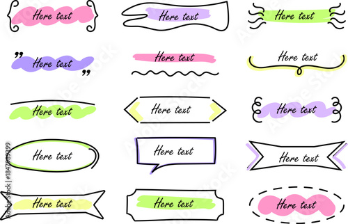 Hand-drawn quotation mark text box frame created with expressive marker brush strokes. This modern speech bubble and chat banner design adds a creative, human touch to quotes, messages, social media