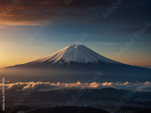 First sunrise and Mount Fuji