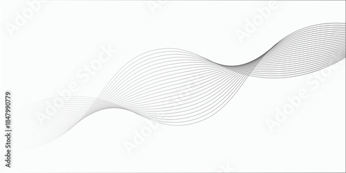 Abstract Grey Wavy Lines Forming a Smooth Flowing Curve on White Background Keywords: abstract, grey, wavy, lines, flowing, curve, smooth, gradient, background, texture, design