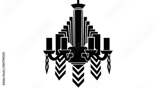 Ornate classical chandelier silhouette icon for elegant design.