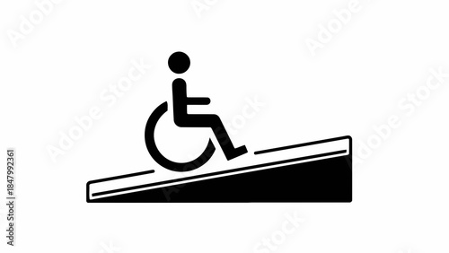 Wheelchair user on accessibility ramp icon, inclusive design
