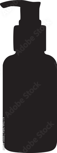 Silhouette of a dispenser bottle with pump isolated on white background