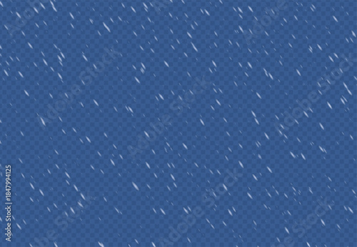 Christmas background with small falling snowflakes with side wind. Snow storm effect, blurred, cold wind with snow png. Holiday powder snow for cards, invitations, banners, advertising. Vector