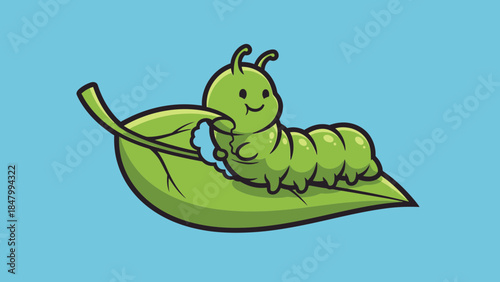 Happy caterpillar on leaf