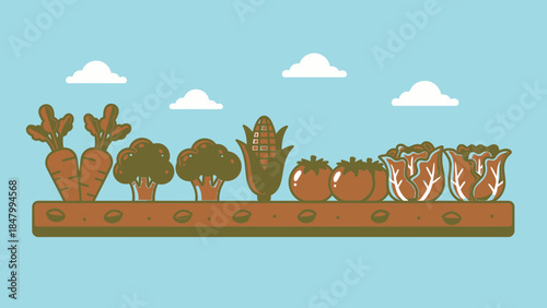 Assorted vegetables in a garden