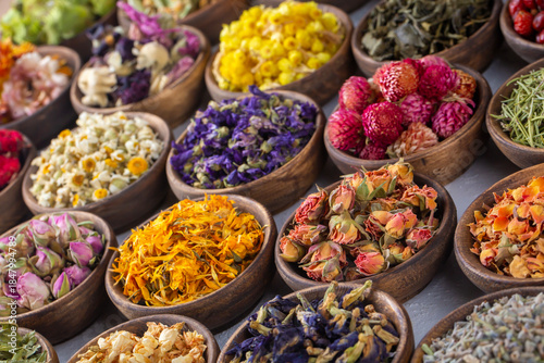 Canvastavla Assortment of dry herbal tea concept