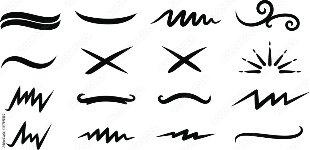 Fototapeta premium Collection of abstract black line art symbols and shapes