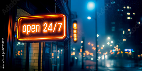 Bright neon sign indicating 