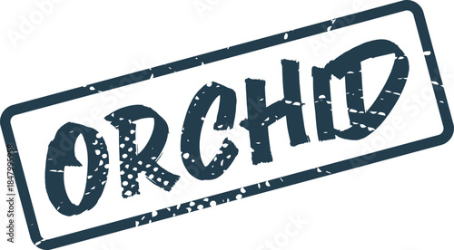 Elegant distressed rubber stamp featuring the beautiful floral word ORCHID, perfect for nature themes