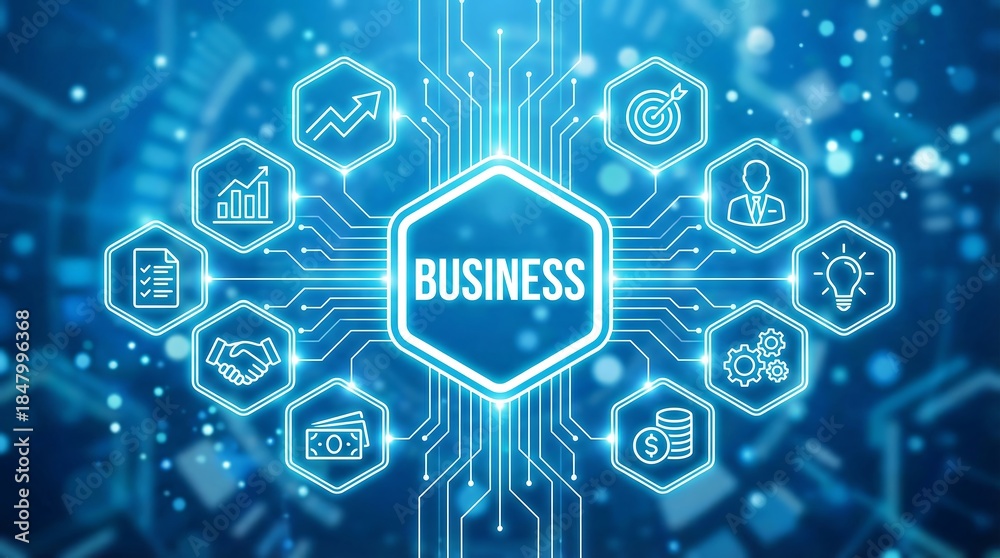 Fototapeta premium Business concept with icons and technology background