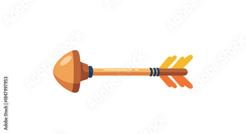 A whimsical arrow illustration showcasing a bulbous point and striking color accents