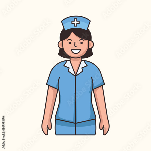 Professional female nurse character vector illustration in hospital uniform