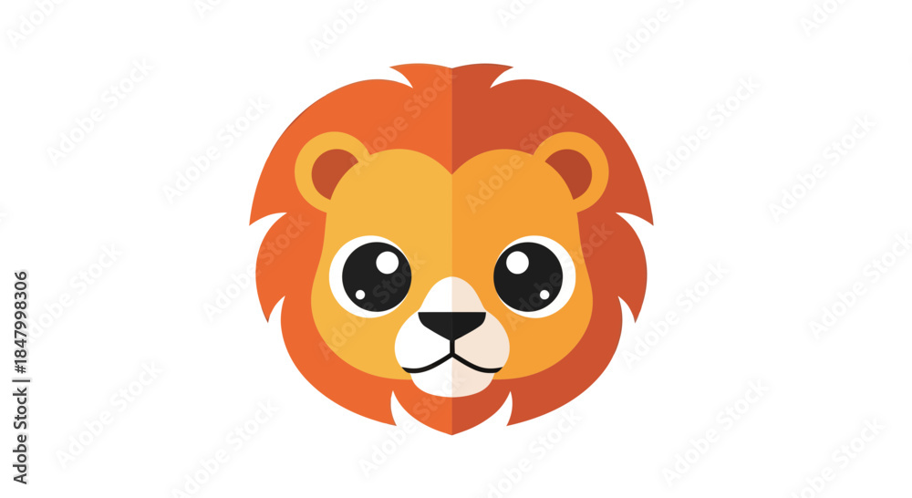 Obraz premium Adorable lion face graphic with endearing wide eyes ideal for children's illustrations