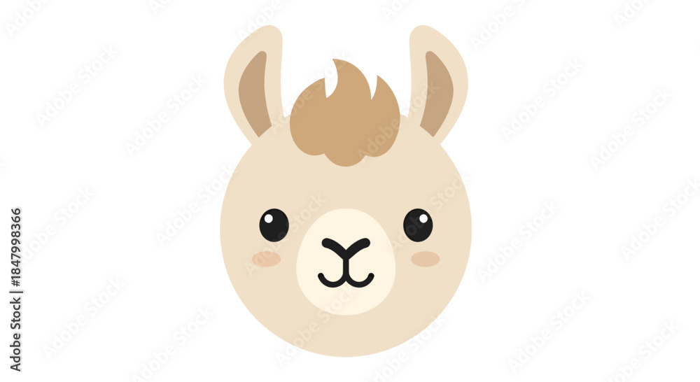 Obraz premium Adorable llama face illustration with soft pastel tones and minimalist design creating a charming