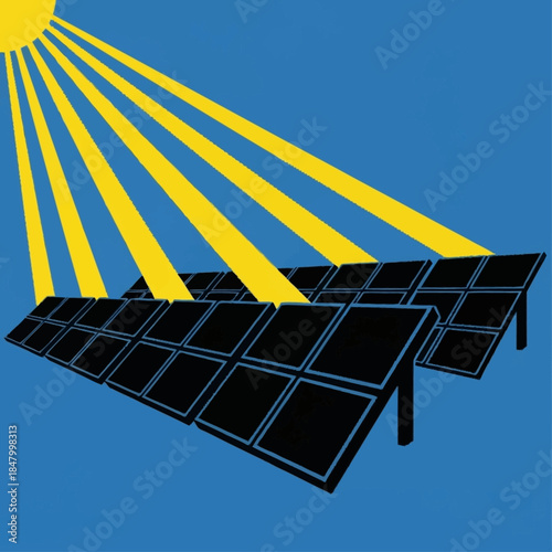 Solar panels absorbing sunlight for clean energy generation.