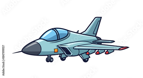 Cartoon illustration showcasing a combat aircraft with detailed design and vibrant colors