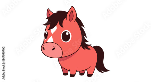 Charming cartoon illustration featuring an adorable pink horse on a plain background