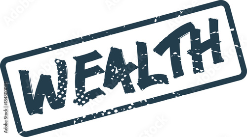 Showcase financial prosperity and abundance with this stylish distressed rubber stamp featuring the prominent word WEALTH