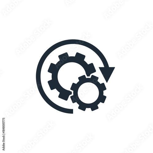 Process management. Workflow  Task Flow. Vector linear icon illustration isolated on white background.