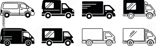 Delivery trucks icons Vector