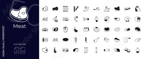 Meat Duotone Editable Icons set