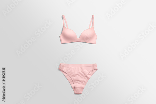Cuadro en lienzo Blank pink lingerie complect bra and bikini mockup, top view