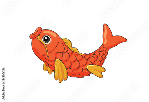 新年春节传统幸运金鱼矢量锦鲤
