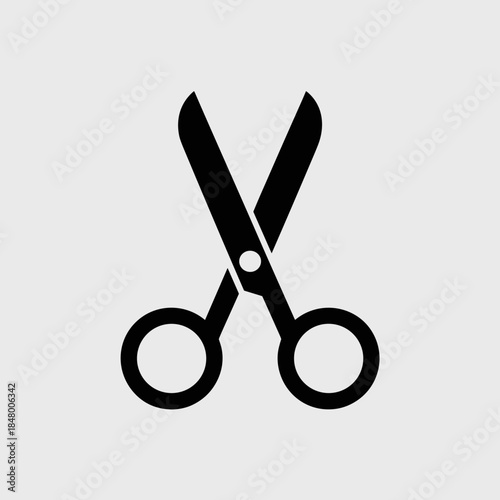 Black Scissors Icon on White Background For Cutting and Crafting