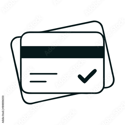 Obraz na plátne Illustration of a credit card with a check mark, symbolizing successful payment,