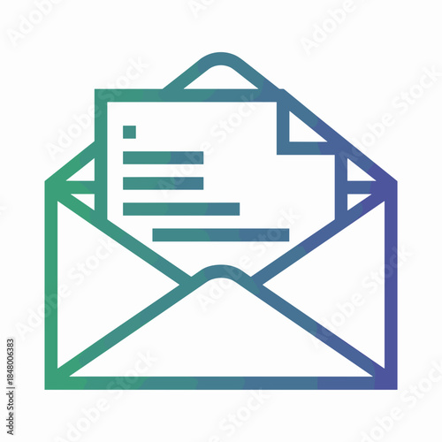 Open Envelope Showing a Letter With Lines in Turquoise to Purple Gradient