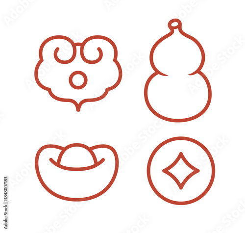 新年春节传统喜庆中国风边框插画
