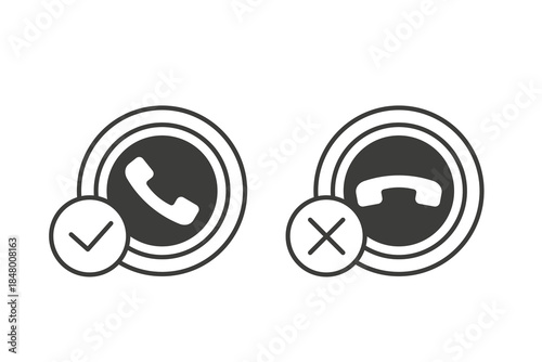 Answer with decline. Phone call buttons. Icon vector illustration.
