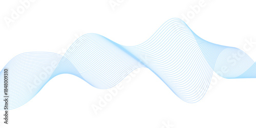 Soft cyan blue abstract wave line composition with flowing minimalist curves, creating a modern vector digital motion texture suitable for clean white or transparent backgrounds.