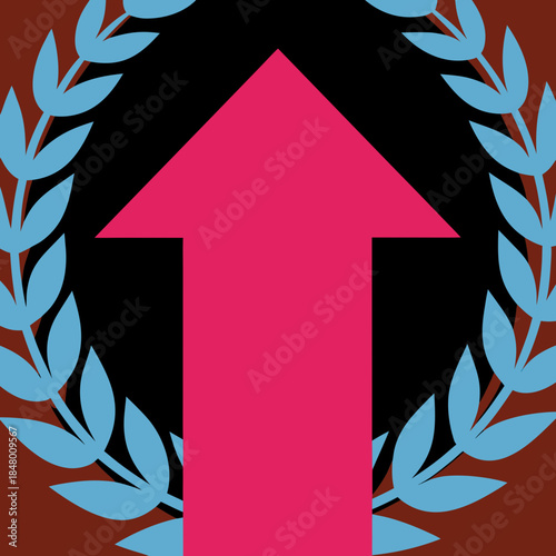  Frosted Laurel Wreath Surrounding A Bold Upward A SVG Vector Illustration