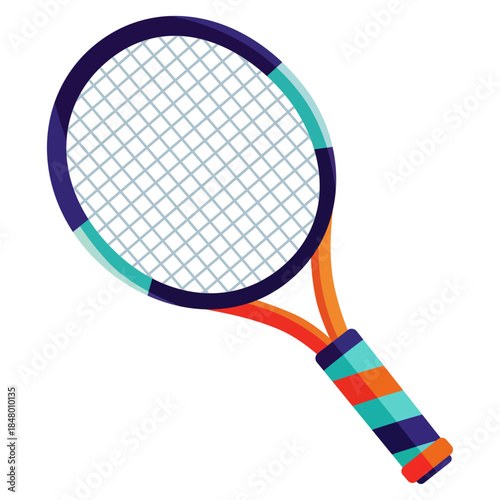 Colorful tennis racket isolated on white background for sport concept
