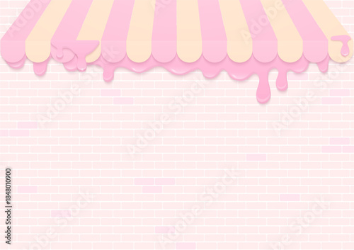 Pastel shop with cream on brick wall background