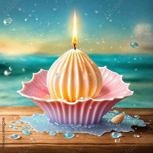 spa still life with candles and shells