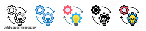 Smart Process multiple style icons set design vector illustration. 