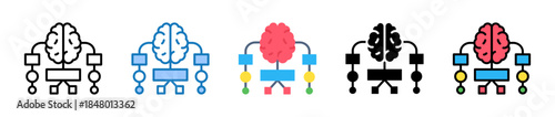 Mind Mapping multiple style icons set design vector illustration. 