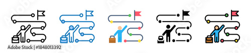 Career Path multiple style icons set design vector illustration. 