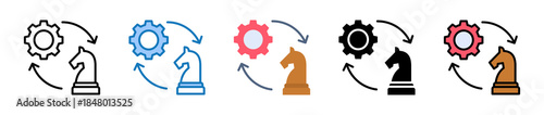 Strategy Change multiple style icons set design vector illustration. 